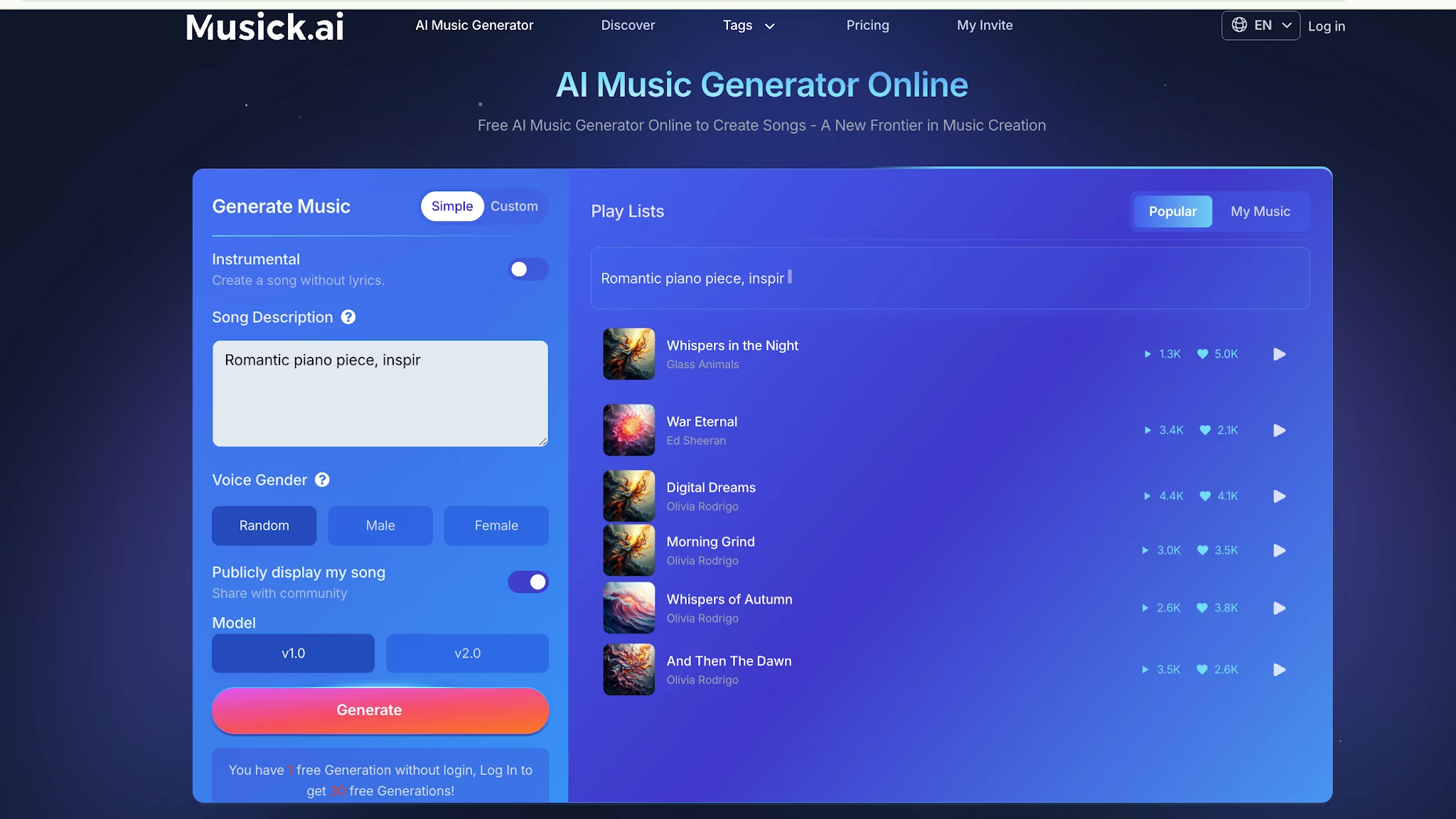 Ambient Audio with Musick AI